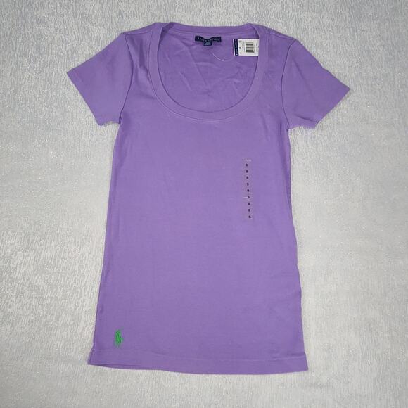 Ralph Lauren scoop neck longline Y2K vibes women's tshirt purple Size Small - Picture 1 of 7